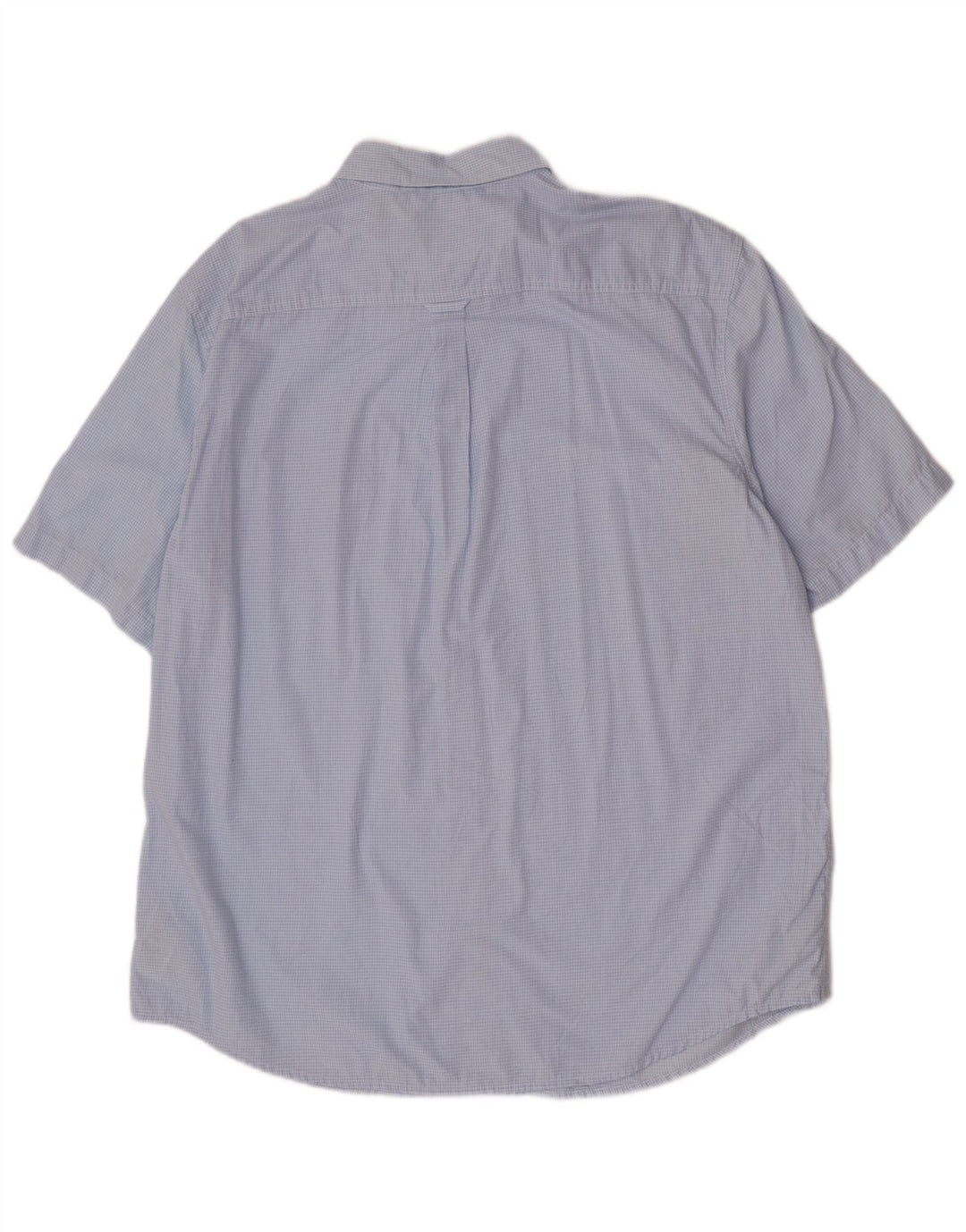 Chaps Mens Easy Care Short Sleeve Shirt XL Blue Check Cotton