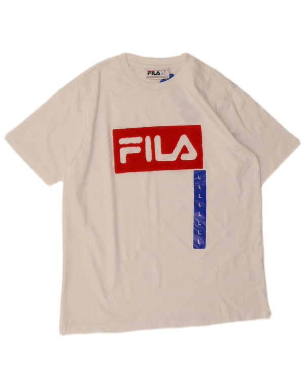 Maglietta grafica da donna Fila Top UK 16 grande cotone bianco