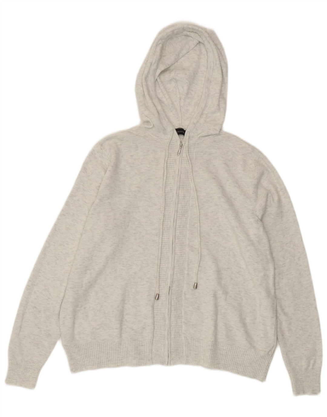 Marks & Spencer Womens Hooded Cardigan Sweater UK 14 Medium Grey Flecked