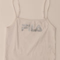 FILA Womens Graphic Cami Top UK 8 Small White Polyester Vintage Fila and Second-Hand Fila from Messina Hembry 