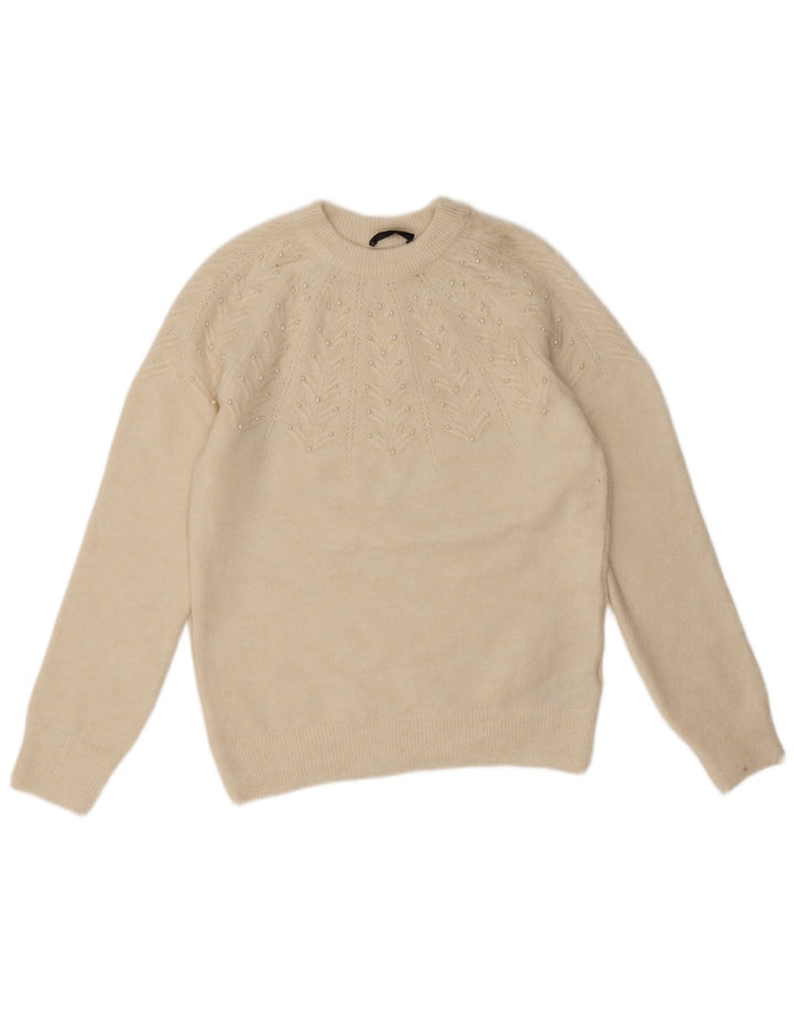 Marks & Spencer Womens Crew Neck Jumper Sweater UK 10 Small Off White