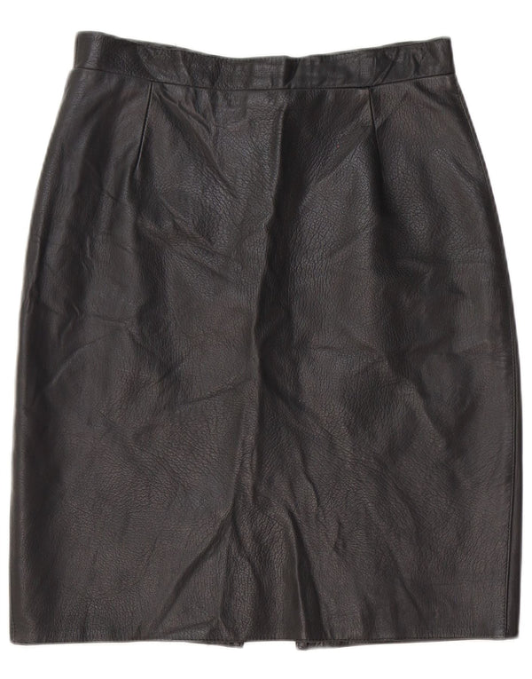 Vintage Womens High Waist Leather Skirt Large W30 Black