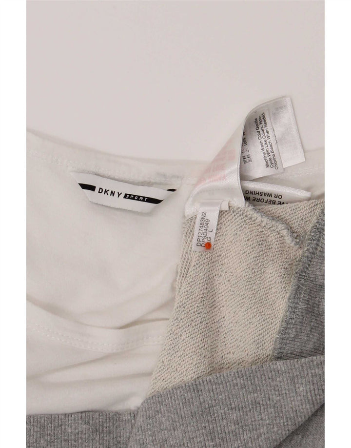 Dkny Womens Longline Sweatshirt Jumper UK 16 Large Grey Colourblock