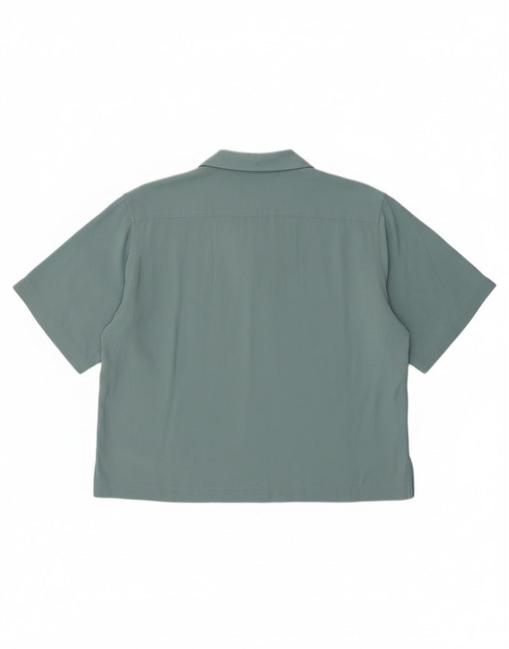 Tommy Bahama Damen Kurzarmhemd UK 12 Mitteltürkis mit Fischgrätenmuster