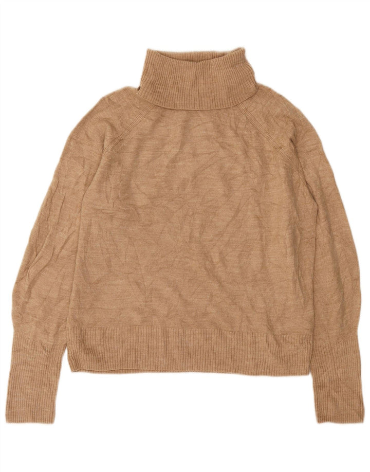 Marks & Spencer Dame Rullehals Sweater UK 14 Medium Beige Akryl