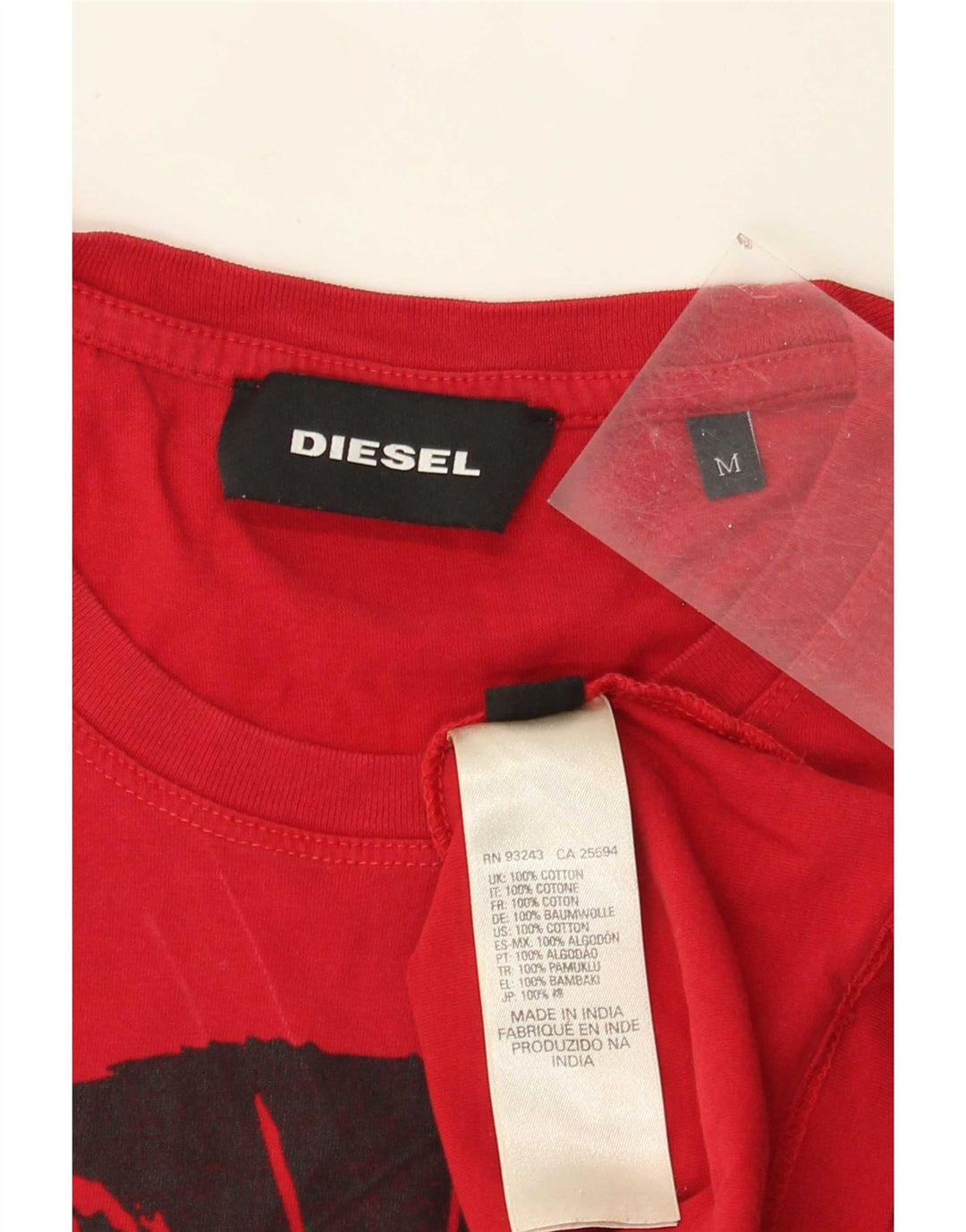 Diesel Mens Graphic T-Shirt Top Medium Red Cotton
