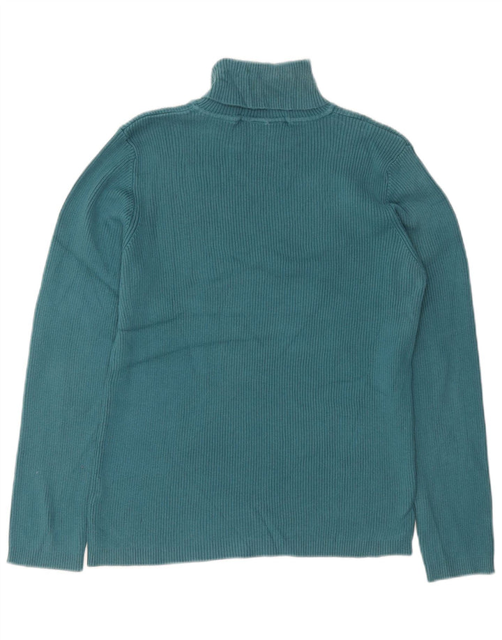 ORVIS Womens Roll Neck Jumper Sweater UK 16 Large Blue Cotton