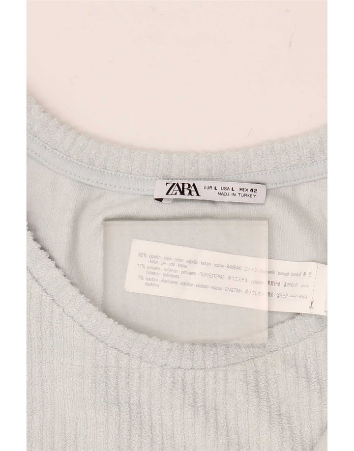 Zara Damevest Top UK 16 Stor Blå Bomuld