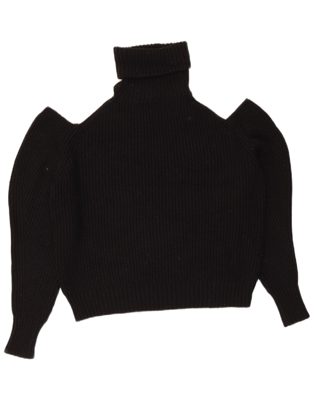 Zara Womens Crop Oversized Roll Neck Jumper Sweater UK 10 Small Black