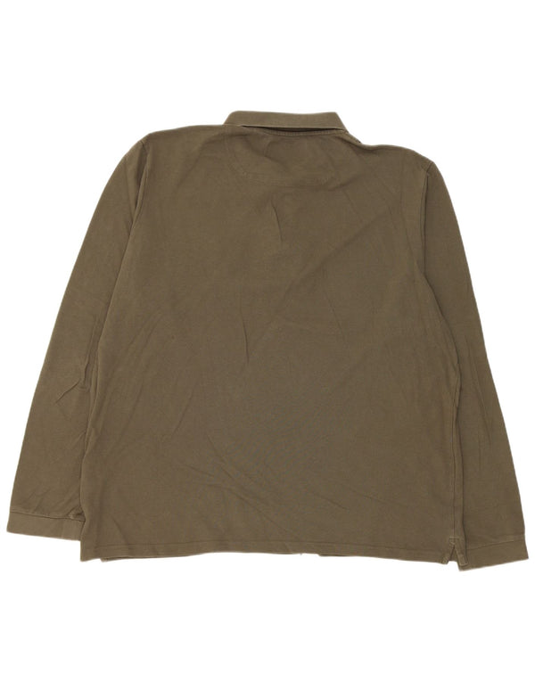 Lyle & Scott Mens Long Sleeve Polo Shirt 2XL Khaki Cotton