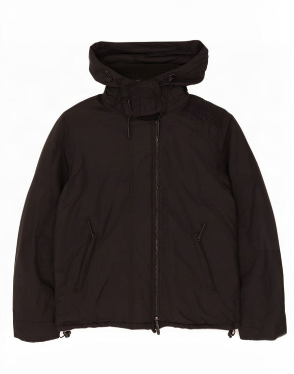 Superdry Windbreaker-jakke med hætte til mænd UK 40 Stor sort nylon