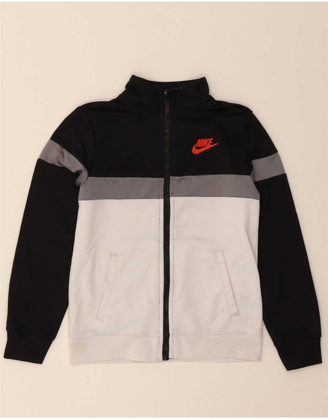 NIKE Boys Tracksuit Top Jacket 5-6 Years Medium Black Colourblock