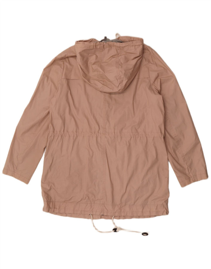 Marks & Spencer Womens Hooded Parka Jacket UK 14 Large Pink Cotton