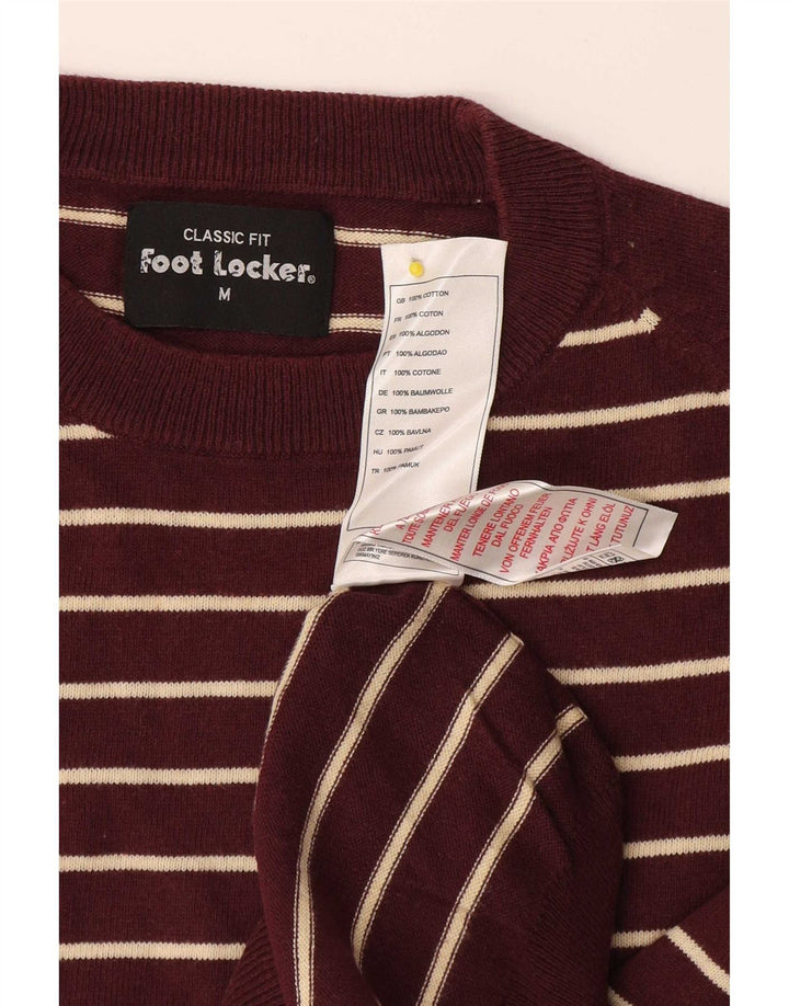 Foot Locker Mens Crew Neck Jumper Sweater Medium Burgundy Striped
