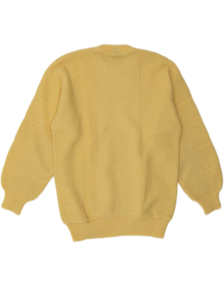 Vintage Mens Crew Neck Jumper Sweater Large Yellow Acrylic