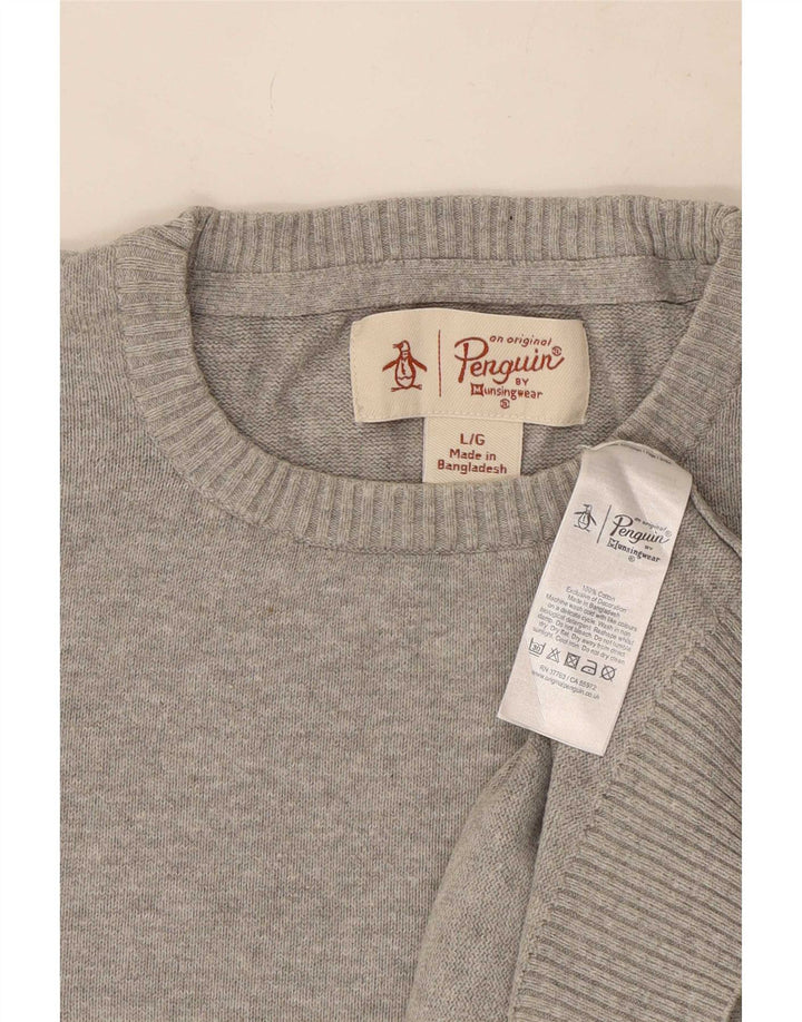 Penguin Mens Crew Neck Jumper Sweater Large Grey Cotton