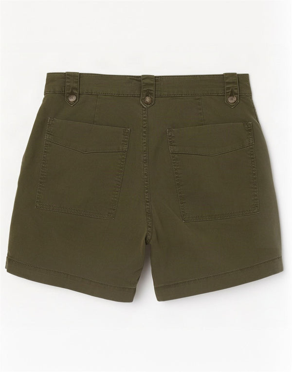 MINT FLØJL Kvinder Højtaljede Chino Shorts UK 10 Small W28 Khaki Bomuld