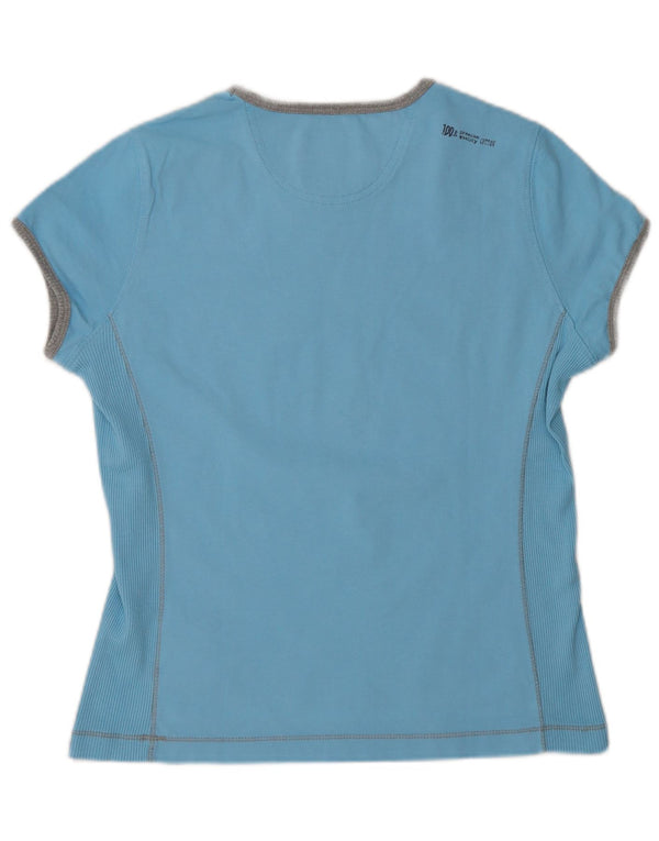 Champion Womens Graphic T-Shirt Top UK 14 Large Blue Cotton