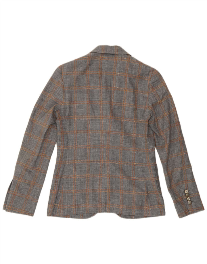 Lardini Womens 2 Button Blazer Jacket IT 38 XS Grey Check Wool