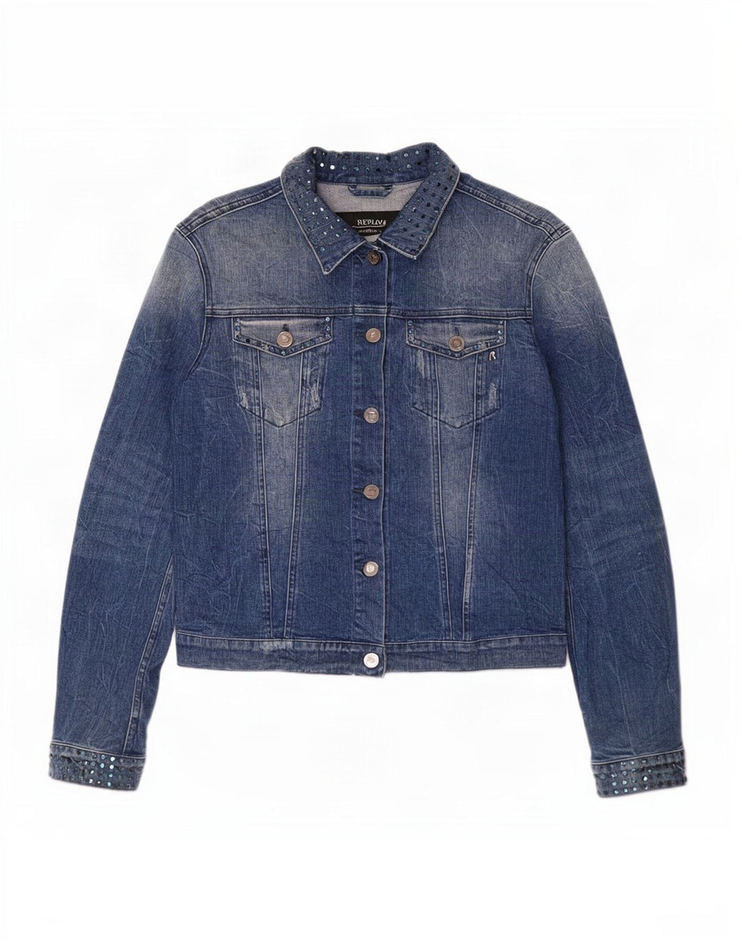 Replay Chaqueta Vaquera para Mujer ES 40 XL Algodón Azul