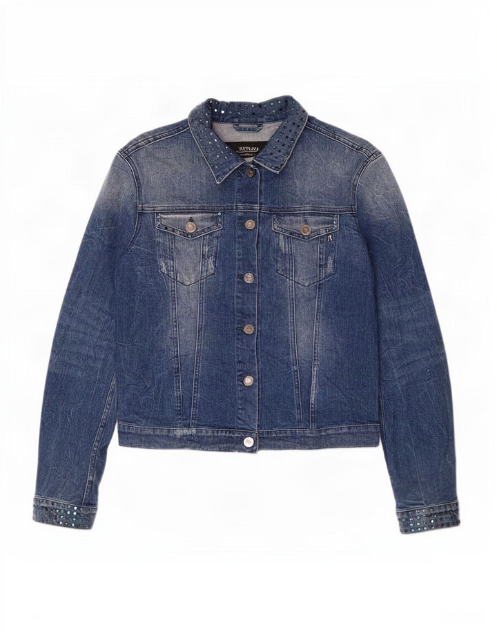 Replay Chaqueta Vaquera para Mujer ES 40 XL Algodón Azul