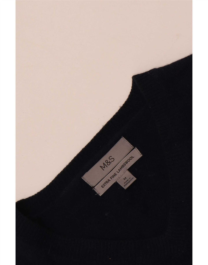 Marks & Spencer Mens V-Neck Jumper Sweater Medium Navy Blue Lambswool