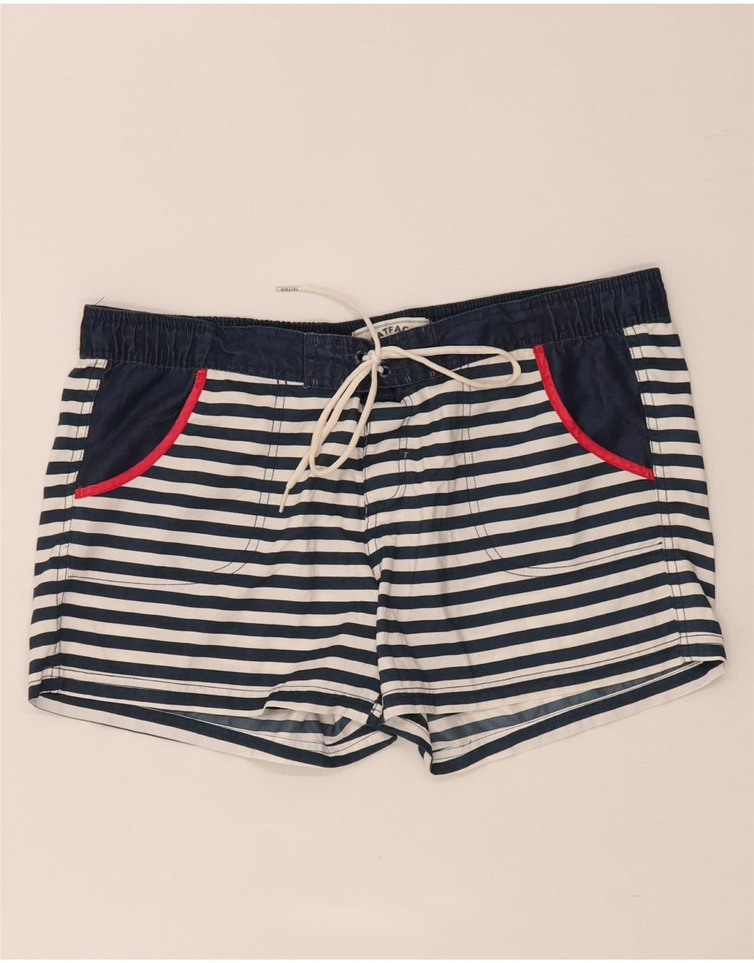Fat Face Womens Swimming Shorts UK 14 Large Navy Blue Striped Polyester