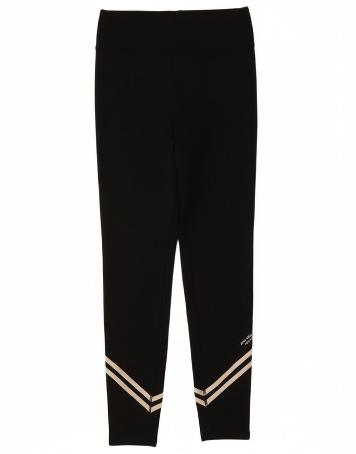 JACK WILLS Womens Leggings UK 12 Medium  Black Striped Polyester