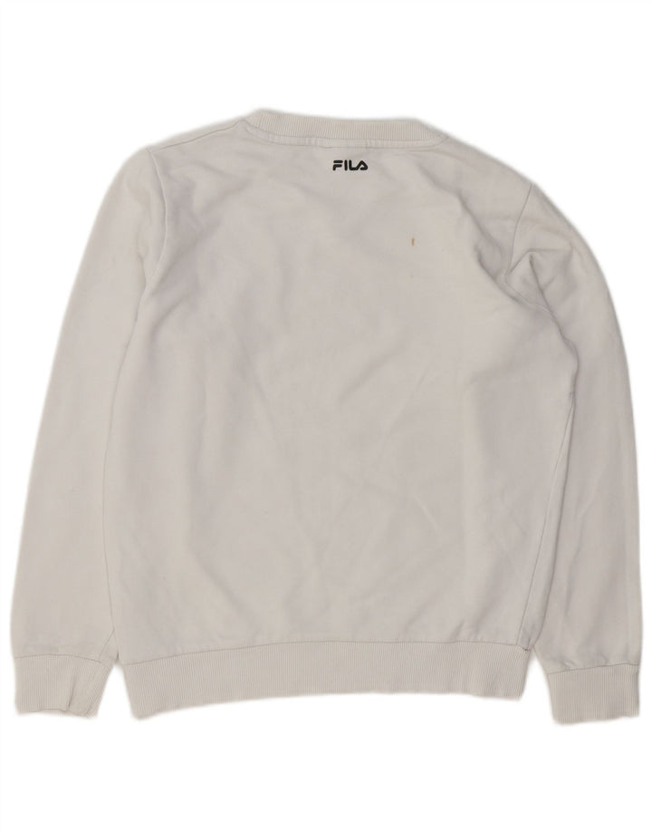 Fila Womens Oversized Sweatshirt Jumper UK 10 Small White Bomuld