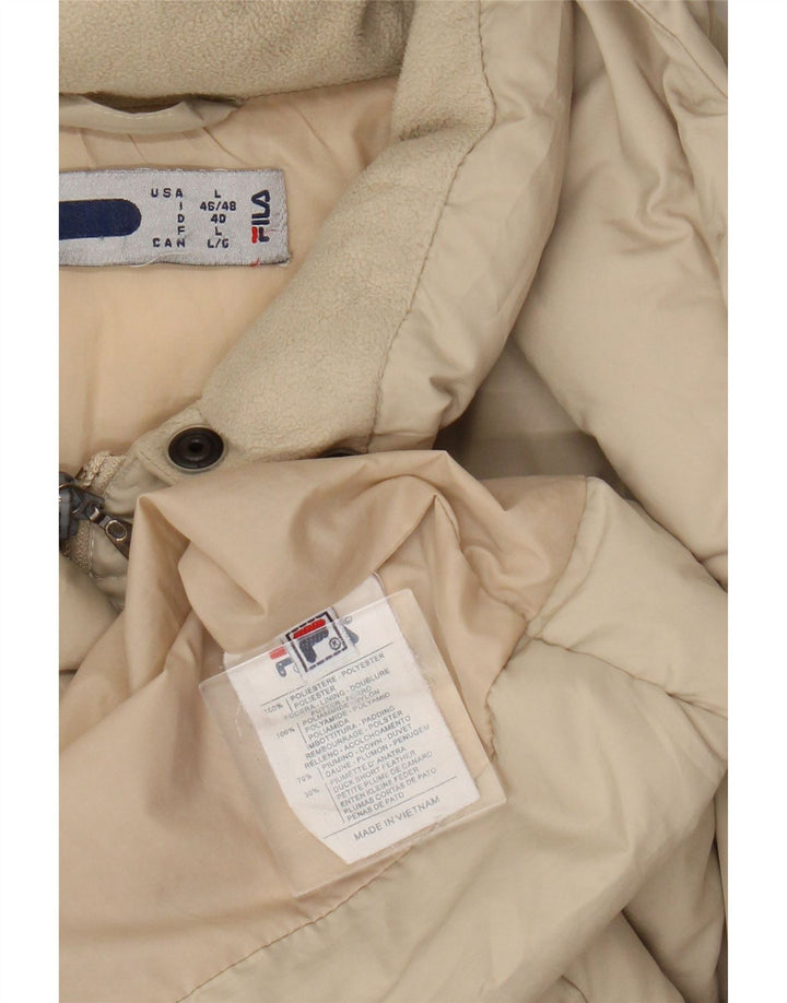 Fila Womens Hooded Padded Coat UK 16 Large Beige Polyester