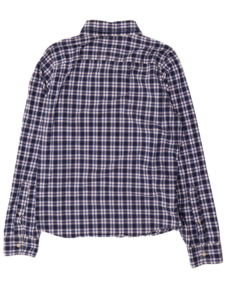 Hollister Mens Shirt Medium Navy Blue Check Cotton