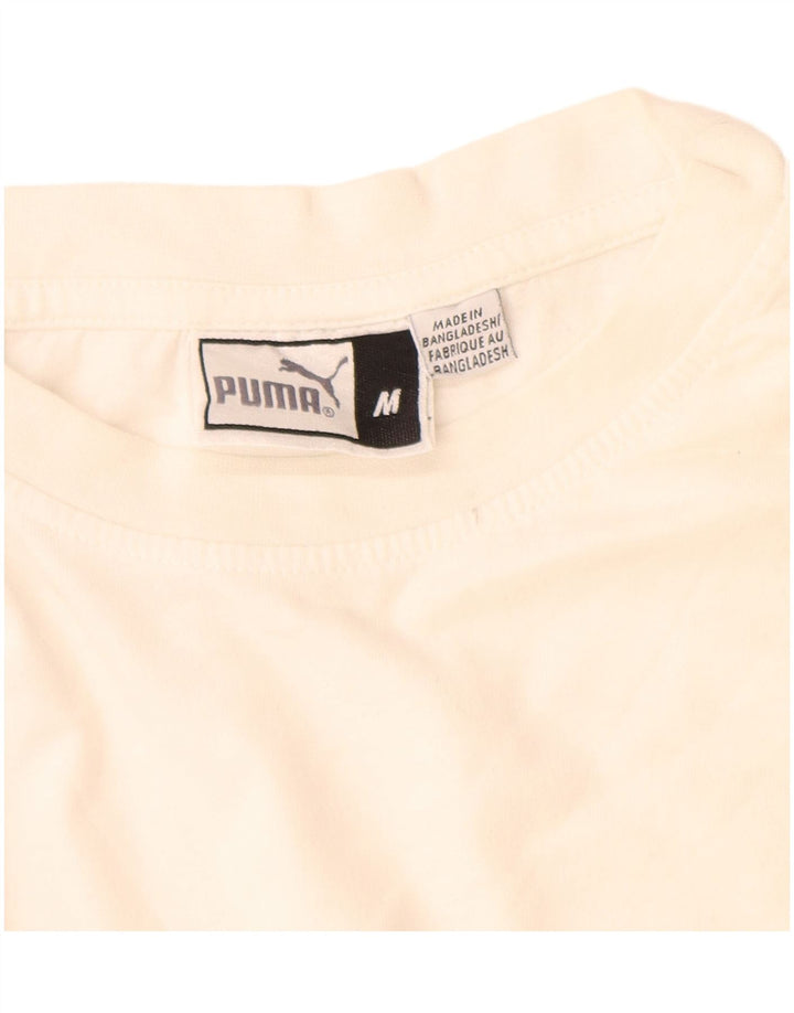 Puma Mens Graphic T-Shirt Top Medium White Cotton