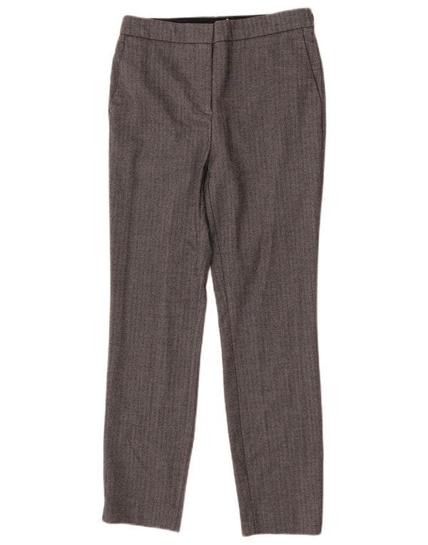 Zara Mujer Pantalón De Traje Slim Small W26 L26 Gris Espiga