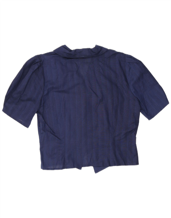 Vintage mujer camisa blusa IT 44 medio azul marino rayas