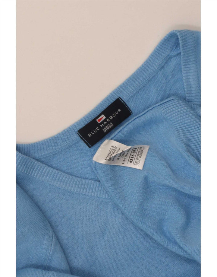 Marks & Spencer Mens Blue Harbour V-Neck Jumper Sweater XL Acrylic