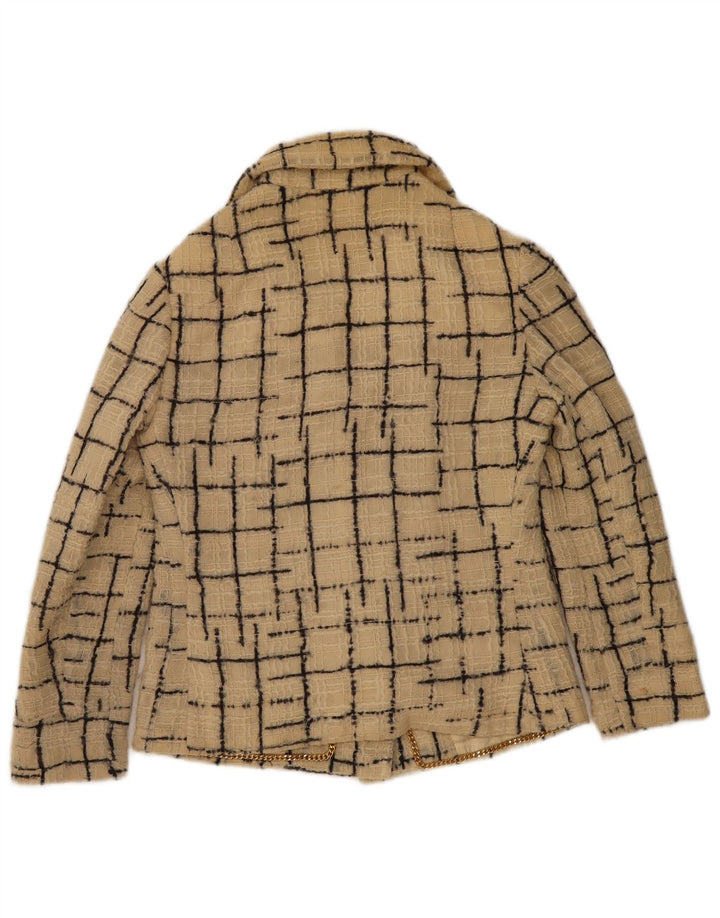 vintage Femme 4 Bouton Blazer Veste UK 10 Petit Beige Check