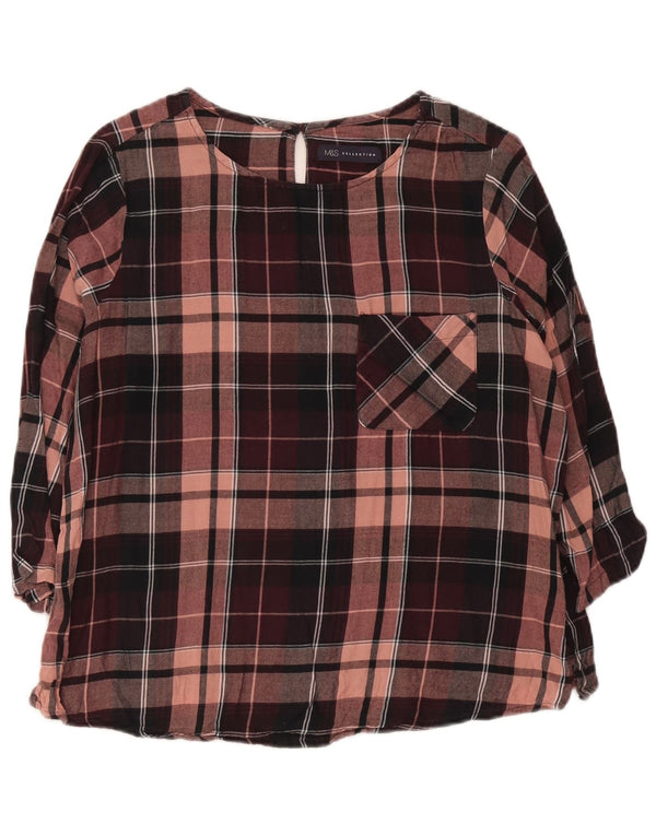 Marks & Spencer Γυναικεία μπλούζα με 3/4 μανίκια τοπ UK 16 Large Purple Plaid