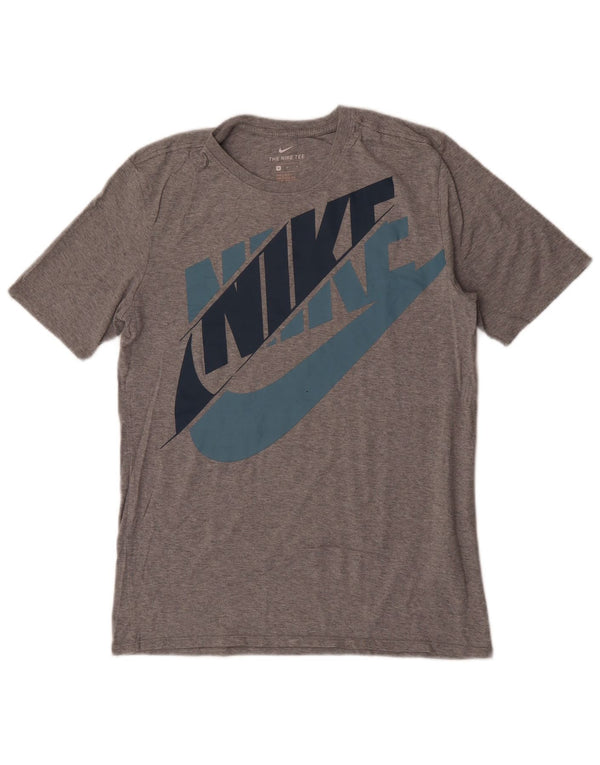 Nike Camiseta con gráfico de corte atlético para hombre Top de algodón gris medio