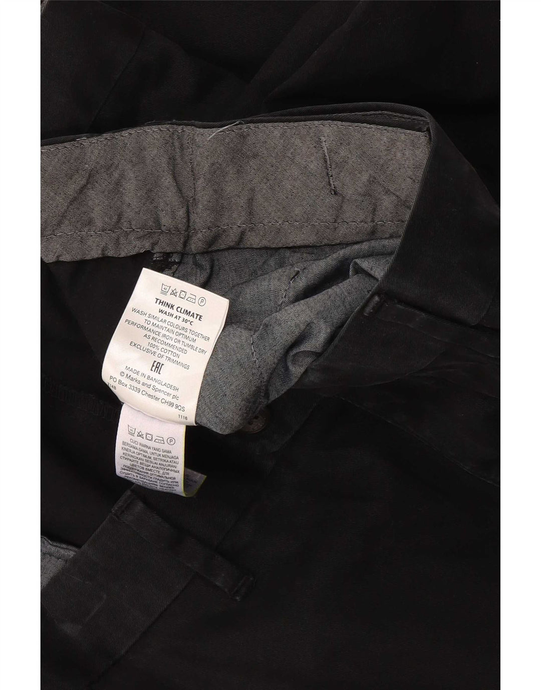 Marks & Spencer Mens Regular Fit Chino Shorts W48 4XL Black Cotton
