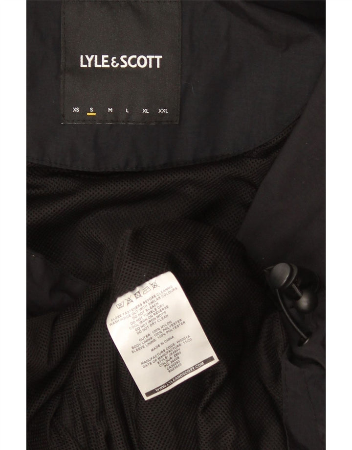 Lyle & Scott Herren-Regenjacke mit Kapuze, UK 36, Small, schwarzes Nylon
