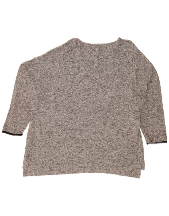 Zara Damen-Oberteil, übergroß, 3/4-Ärmel, UK-Größe 40, Größe L, Grau meliert