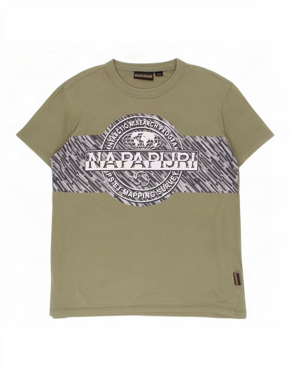 Napapijri drenge grafisk t-shirt top 11-12 år grøn bomuld