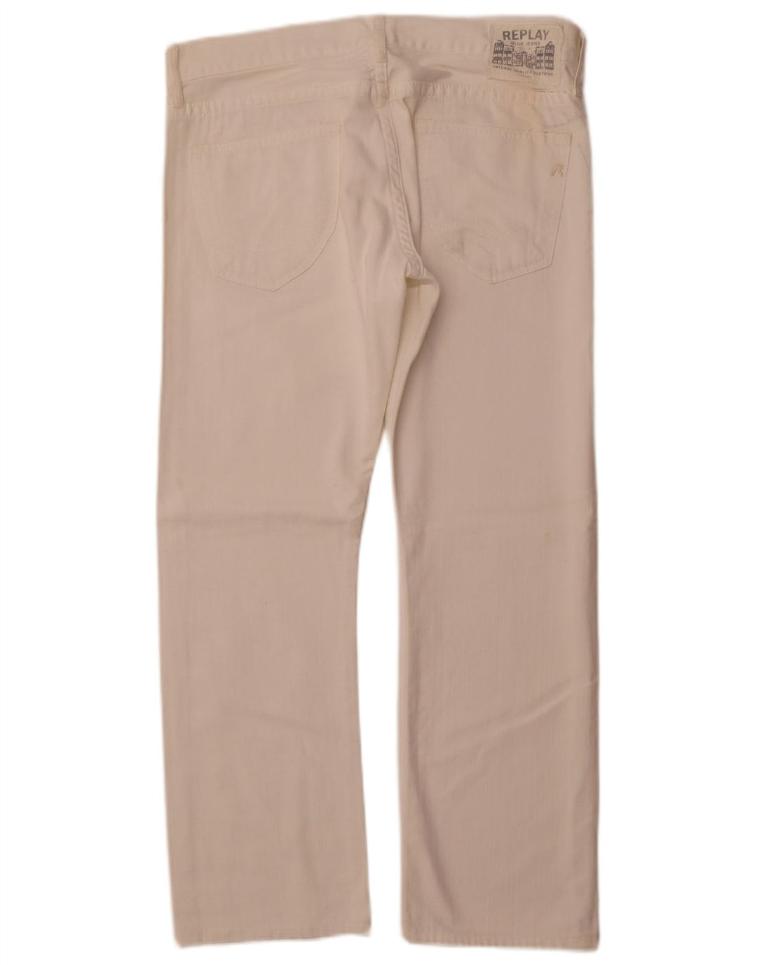 REPLAY Dame Straight Jeans W33 L28 Off White Bomuld