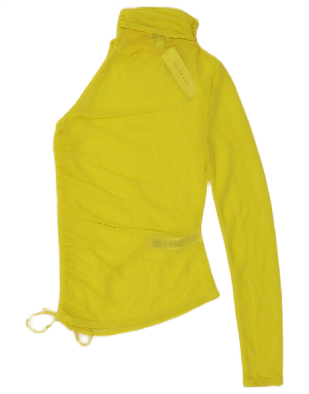 Topshop Womens One Shoulder See Through Top UK 4/6 XS Yellow Polyester
