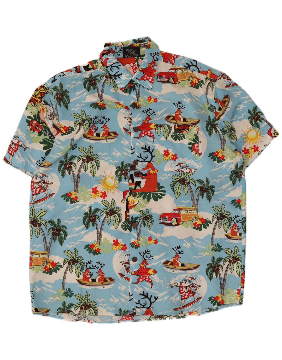 Lowes Chemise hawaïenne à manches courtes pour homme Grand bleu Polyester