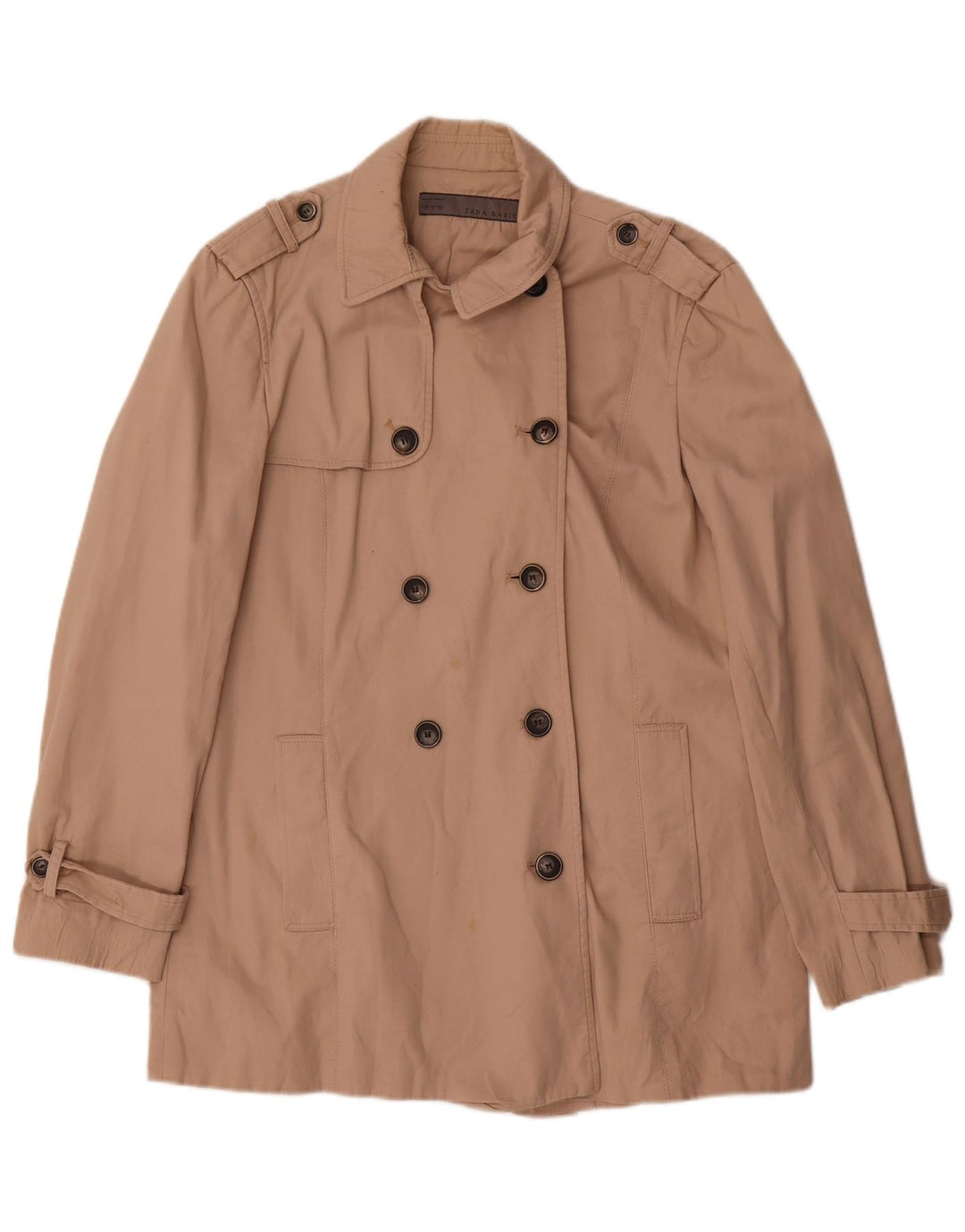 Zara Womens Trench Coat UK 16 Large Beige Cotton