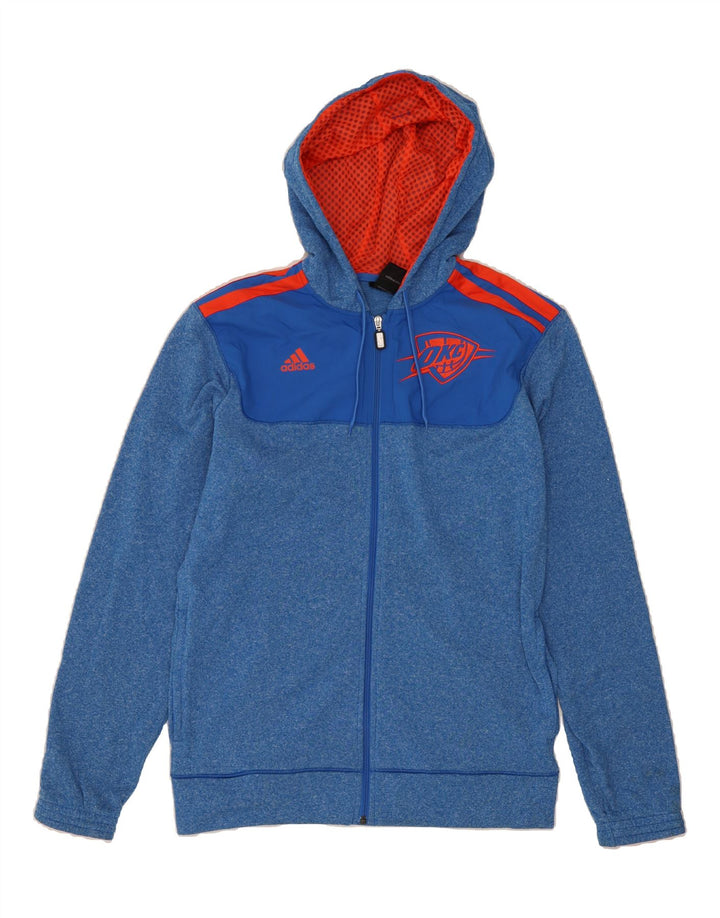 ADIDAS Mens Graphic Zip Hoodie Sweater Large Blue Polyester Vintage Adidas and Second-Hand Adidas from Messina Hembry 