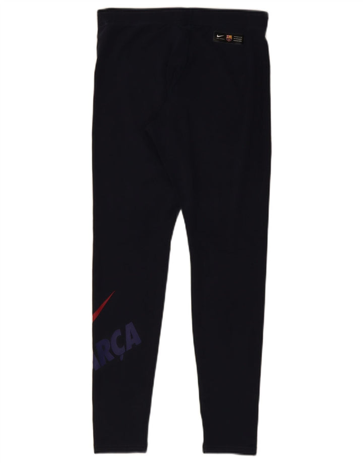 NIKE Womens Graphic Leggings UK 12 Medium  Navy Blue Cotton