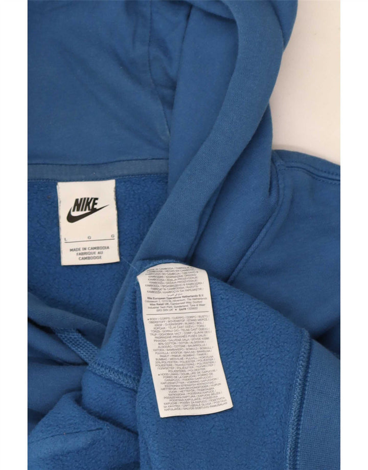 Nike Mens Hoodie Jumper Large Blue Cotton