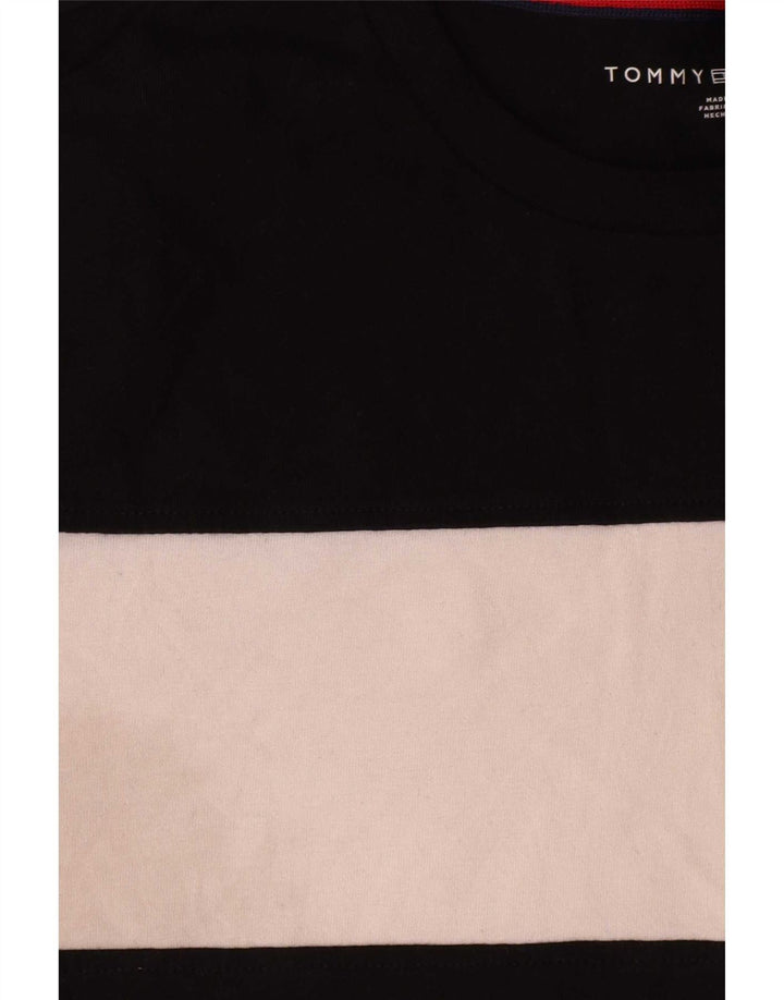 Tommy Hilfiger Mens T-Shirt Top Medium Black Colourblock Cotton